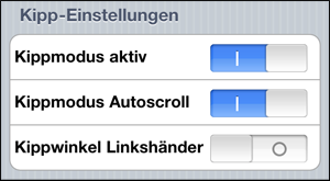 Kipp-Einstellungen